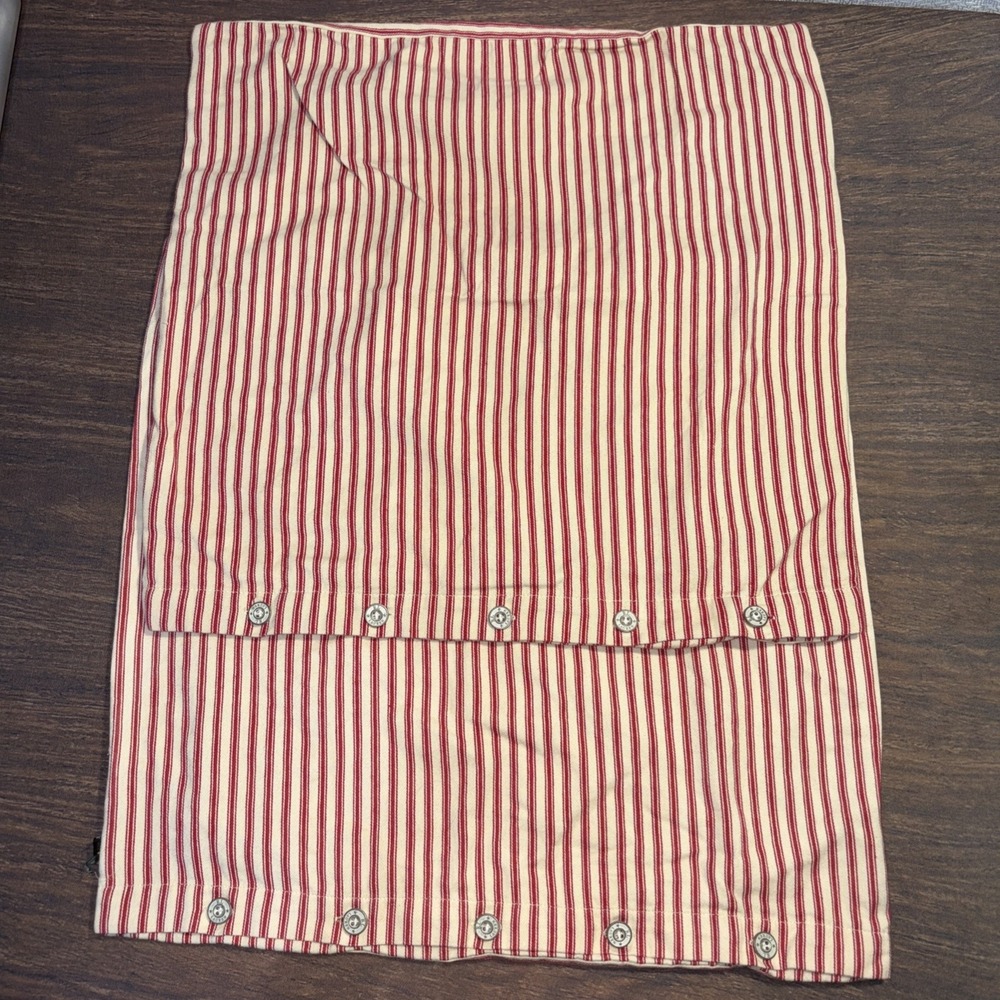 2 Lauren Ralph Lauren Throw Pillow Button Cover Red Cream Striped 18x18 Square